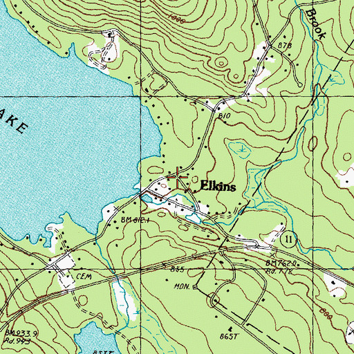 Topographic Map of Elkins, NH