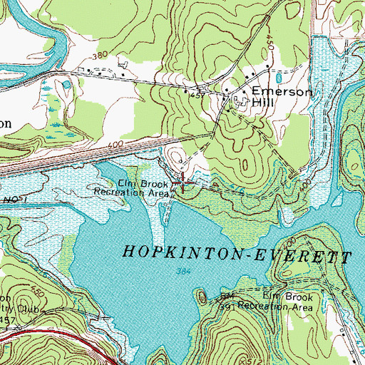 Topographic Map of Elm Brook Recreation Area, NH