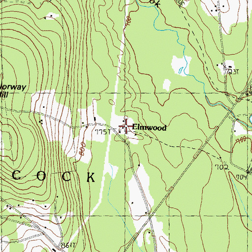 Topographic Map of Elmwood, NH