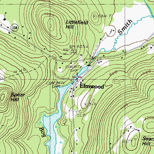 Topographic Map of Elmwood, NH