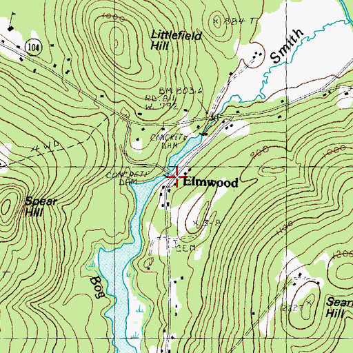 Topographic Map of Elmwood School, NH