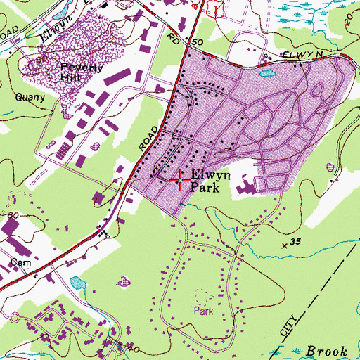 Topographic Map of Elwyn Park, NH