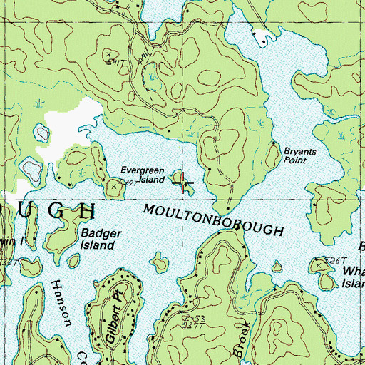 Topographic Map of Evergreen Island, NH