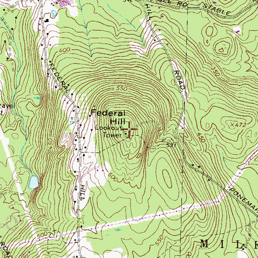 Topographic Map of Federal Hill, NH