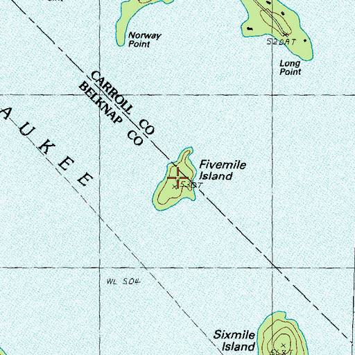 Topographic Map of Fivemile Island, NH