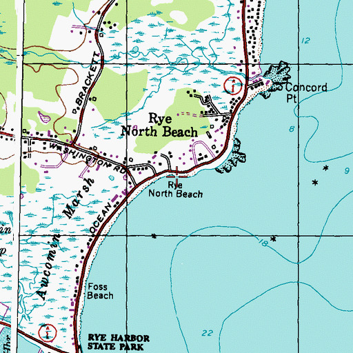Topographic Map of Foss Beach, NH