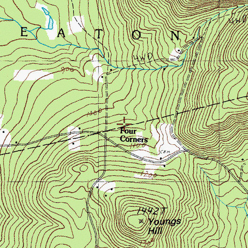 Topographic Map of Four Corners, NH