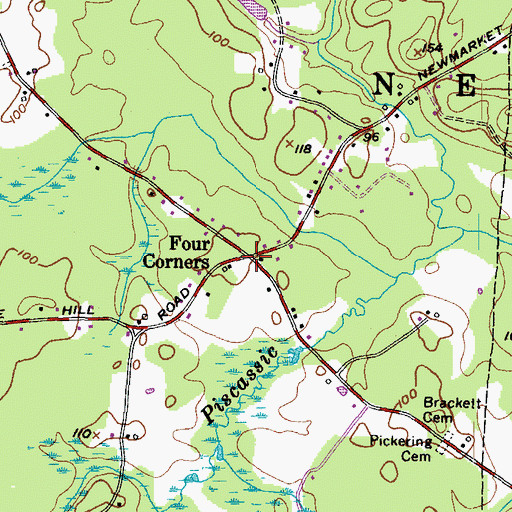 Topographic Map of Four Corners, NH