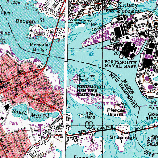 Topographic Map of Four Tree Island, NH