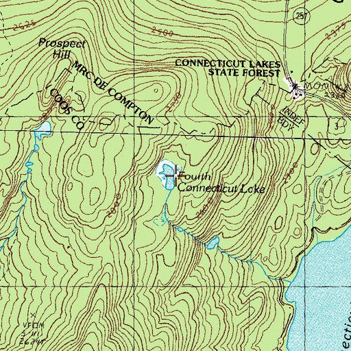 Topographic Map of Fourth Connecticut Lake, NH