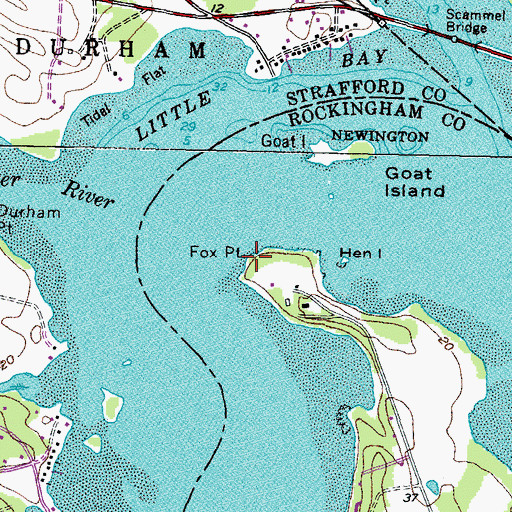 Topographic Map of Fox Point, NH