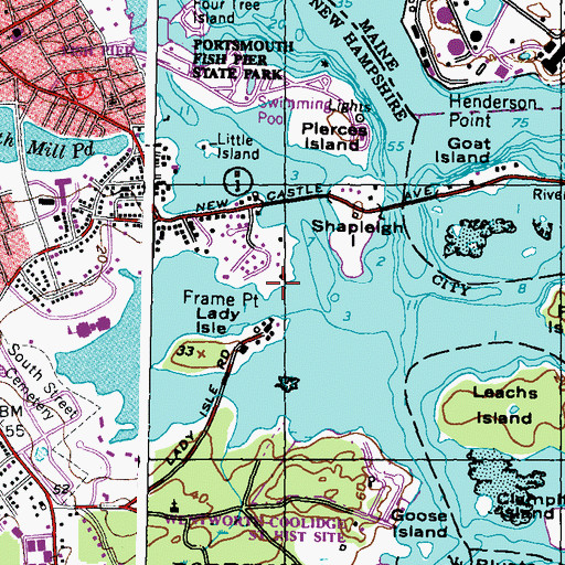 Topographic Map of Frame Point, NH