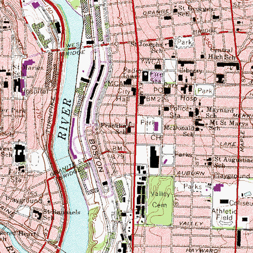 Topographic Map of Franklin School, NH