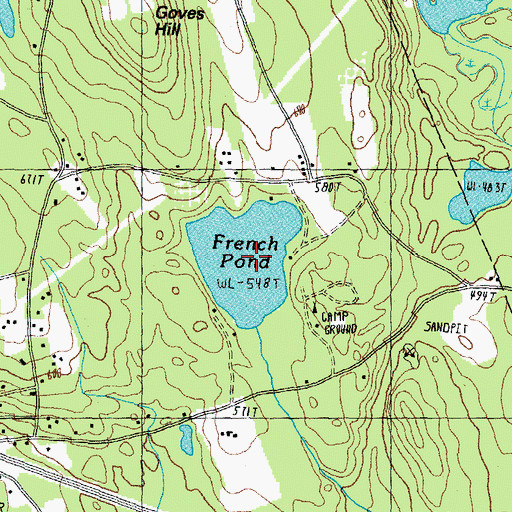 Topographic Map of French Pond, NH