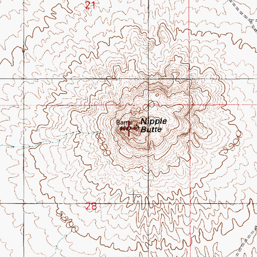 Topographic Map of Nipple Butte, AZ