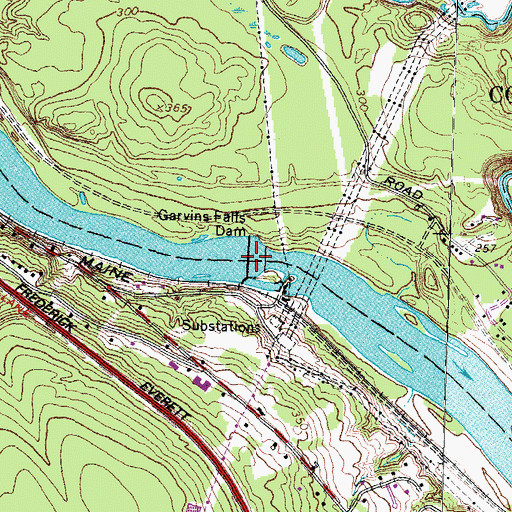 Topographic Map of Garvins Falls Dam, NH