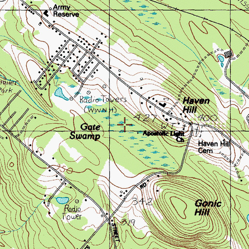 Topographic Map of Gate Swamp, NH