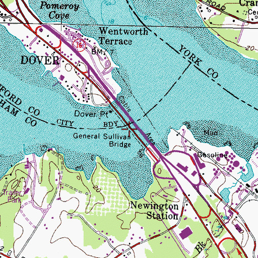 Topographic Map of General Sullivan Bridge, NH