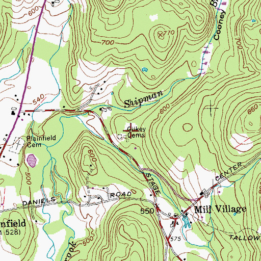 Topographic Map of Gilkey Cemeteries, NH