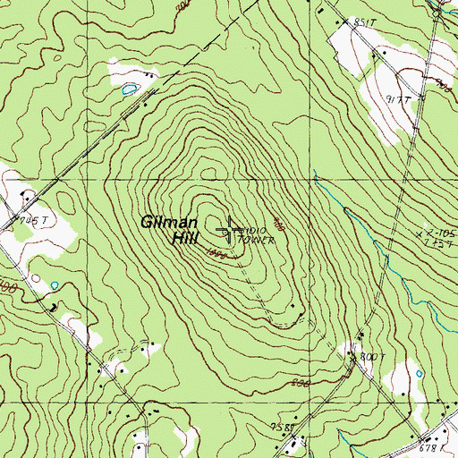 Topographic Map of Gillman Hill, NH