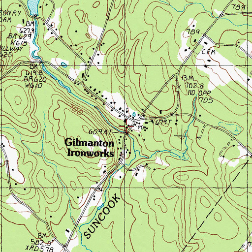 Topographic Map of Gilmanton Ironworks, NH