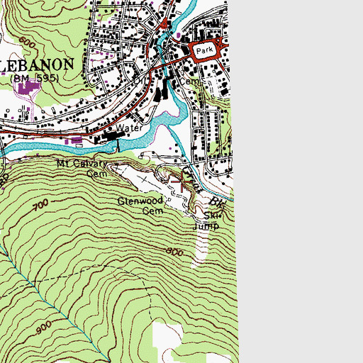 Topographic Map of Glenwood Cemetery, NH