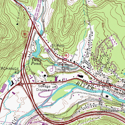 Topographic Map of Glenwood Cemetery, NH