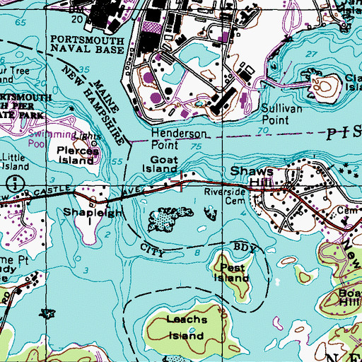 Topographic Map of Goat Island, NH
