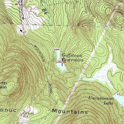 Topographic Map of Goffstown Reservoirs, NH