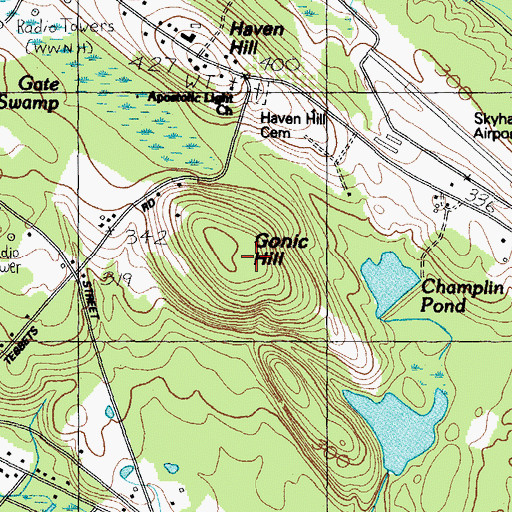 Topographic Map of Gonic Hill, NH