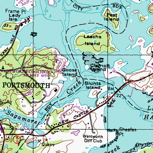 Topographic Map of Goose Island, NH