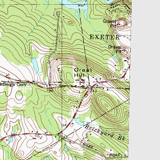 Topographic Map of Great Hill, NH