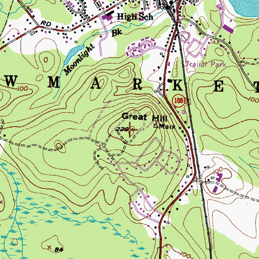 Topographic Map of Great Hill, NH