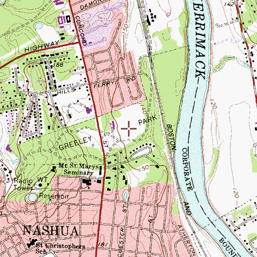 Topographic Map of Greeley Park, NH