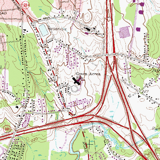 Topographic Map of Green Acres Elementary School, NH