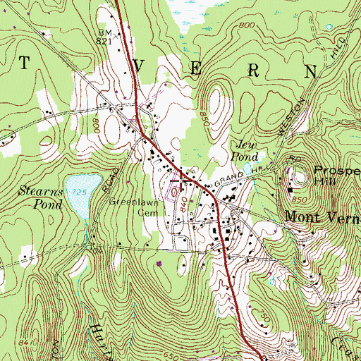 Topographic Map of Greenlawn Cemetery, NH