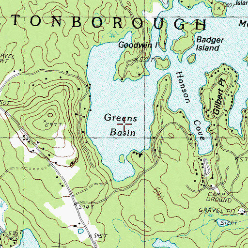 Topographic Map of Greens Basin, NH
