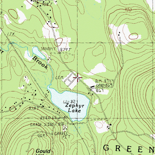 Topographic Map of Greenvale Cemetery, NH
