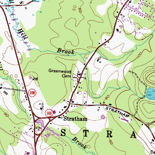 Topographic Map of Greenwood Cemetery, NH