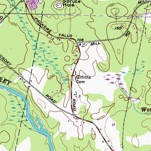 Topographic Map of Griffiths Cemetery, NH