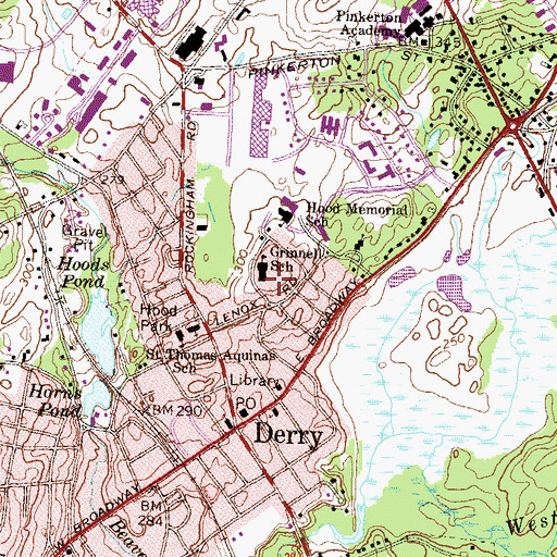 Topographic Map of Grinnell School, NH