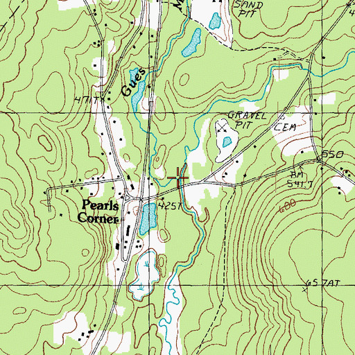 Topographic Map of Gues Meadow Brook, NH
