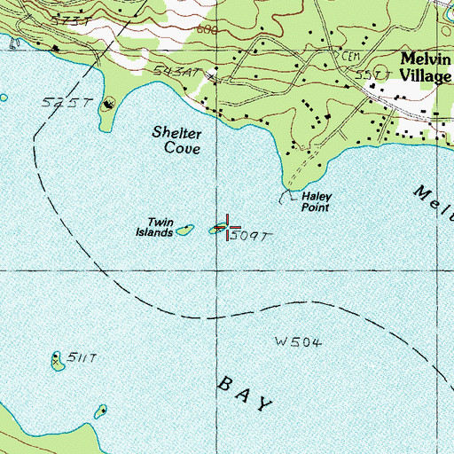 Topographic Map of Gun Island, NH