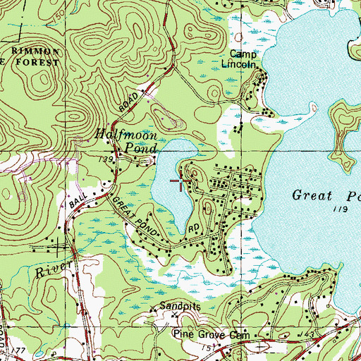 Topographic Map of Halfmoon Pond, NH