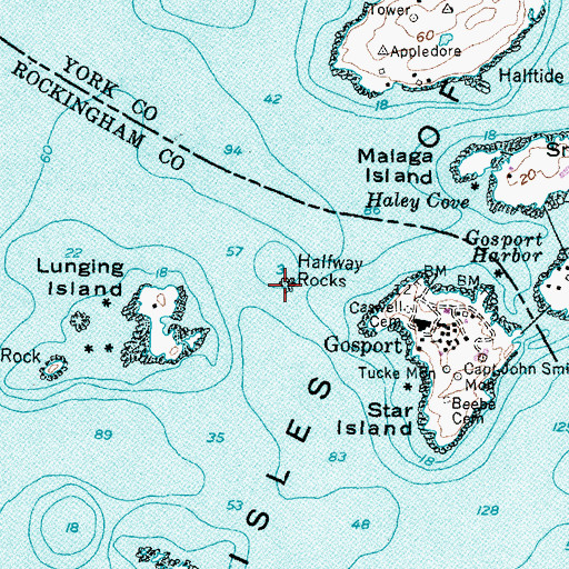 Topographic Map of Halfway Rocks, NH