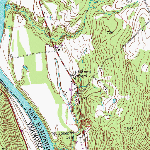 Topographic Map of Hamm Cemetery, NH