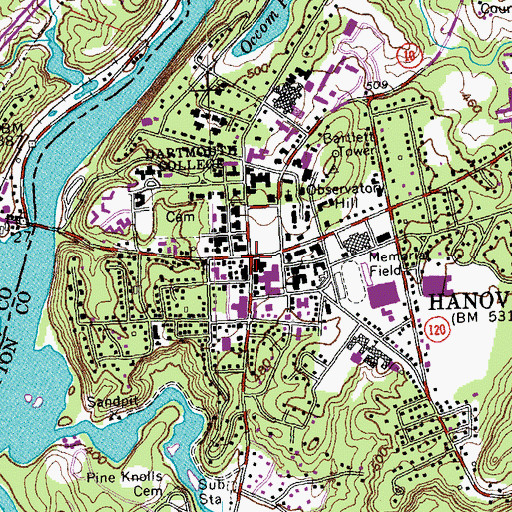 Topographic Map of Hanover, NH