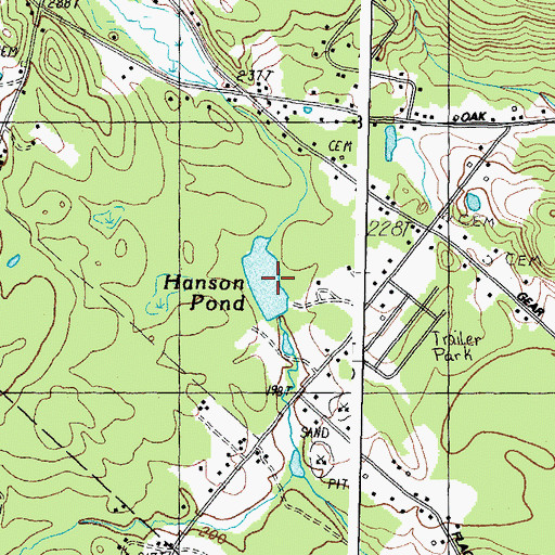 Topographic Map of Hanson Pond, NH