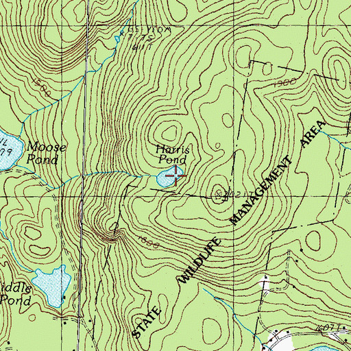 Topographic Map of Harris Pond, NH