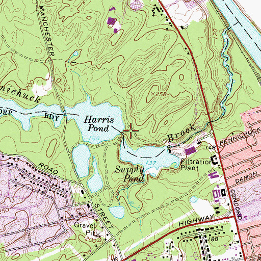 Topographic Map of Harris Pond, NH